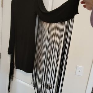 Panhandle Fringe Tassle Black Mini Dress Medium Western Club Sexy